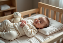 Bébé : quand considérer qu’il fait ses nuits ? Les signes à repérer Bébé endormi dans un lit en bois dans une chambre douce