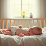 Bébé de 7 semaines dormant paisiblement dans un lit cosy