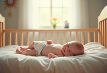 Bébé de 7 semaines dormant paisiblement dans un lit cosy