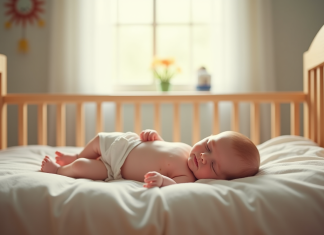 Bébé de 7 semaines dormant paisiblement dans un lit cosy