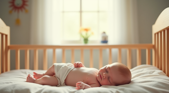 Bébé de 7 semaines dormant paisiblement dans un lit cosy