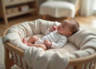 Meilleur endroit où faire dormir bébé les 3 premiers mois : nos conseils experts Bébé endormi paisiblement dans un berceau naturel