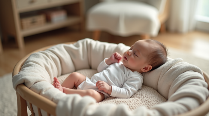 Meilleur endroit où faire dormir bébé les 3 premiers mois : nos conseils experts Bébé endormi paisiblement dans un berceau naturel
