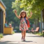 Enfant : où placer durant les vacances ? Conseils et solutions adaptés Jeune fille souriante faisant au revoir à ses parents à la crèche