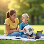 Enfant et parent profitant d'activités en plein air dans un parc