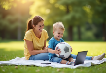 Enfant et parent profitant d'activités en plein air dans un parc