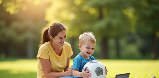 Enfant et parent profitant d'activités en plein air dans un parc