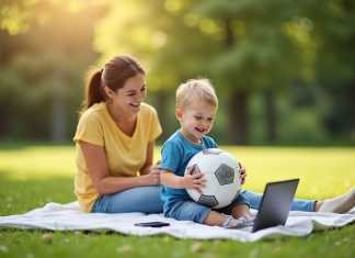 Enfant et parent profitant d'activités en plein air dans un parc