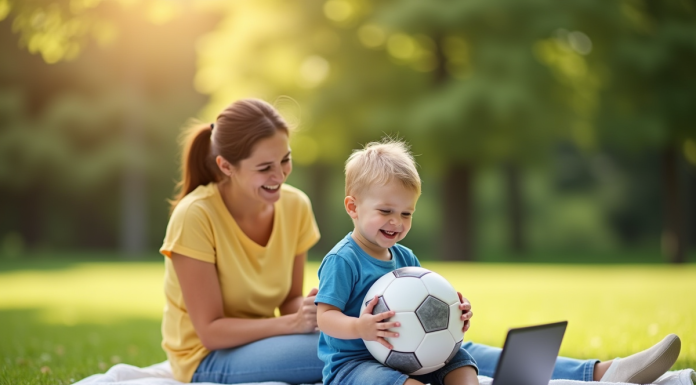 Enfant et parent profitant d'activités en plein air dans un parc