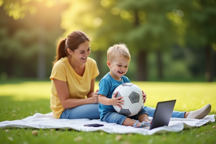 Enfant et parent profitant d'activités en plein air dans un parc