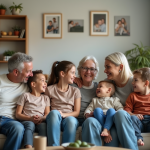 Dynamiques familiales saines : comment les cultiver pour une harmonie familiale ? Famille multigenerational partageant un moment convivial dans le salon