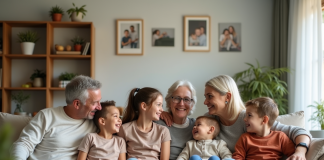 Dynamiques familiales saines : comment les cultiver pour une harmonie familiale ? Famille multigenerational partageant un moment convivial dans le salon