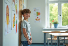Taille à 15 ans : quelles évolutions et critères influencent la croissance ? Jeune garçon de 15 ans devant un graphique de croissance à l'école
