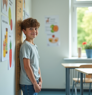 Taille à 15 ans : quelles évolutions et critères influencent la croissance ? Jeune garçon de 15 ans devant un graphique de croissance à l'école