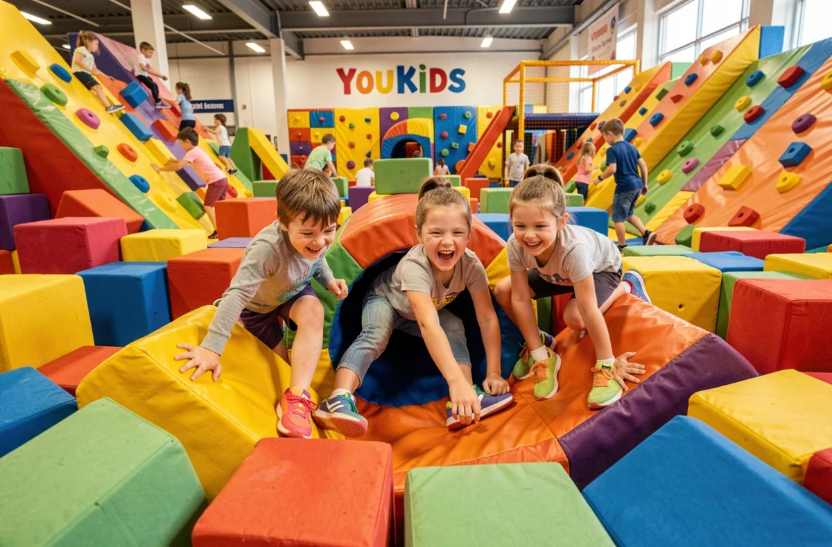 Enfants jouant dans les structures gonflables colorées du centre You Kids SQY à Saint-Quentin-en-Yvelines